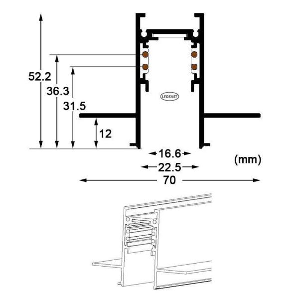 Đèn ray nam châm gắn âm 2m MR-RE-2,0-WH_NEO